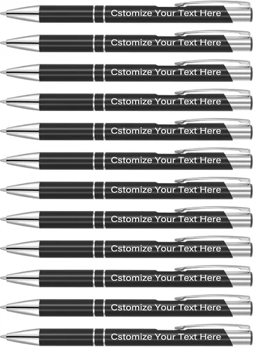 Kingluu Hasta 500 bolígrafos personalizados, bolígrafos personalizados de tinta negra con tu nombre, logotipo, mensaje, texto, para oficina, Negro