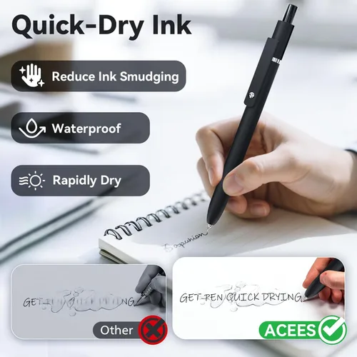 Miniatura 6 de ACEES 6 bolígrafos de tinta de gel negra, punta fina: 1/64 de pulgada, escritura uniforme, rápido secado, para diario, enfermera, oficina, colegio