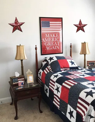 Miniatura 4 de Juego de 3 estrellas de granero de metal, decoración de pared patriótica estadounidense con bandera americana americana para colgar en interiores