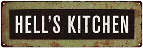 Hell's Kitchen Sign Trolley Bus Roll Decoración Vintage Letreros Decoración de Pared Placa de Estaño Retro Regalo 6 x 18 Metal Alto Brillo