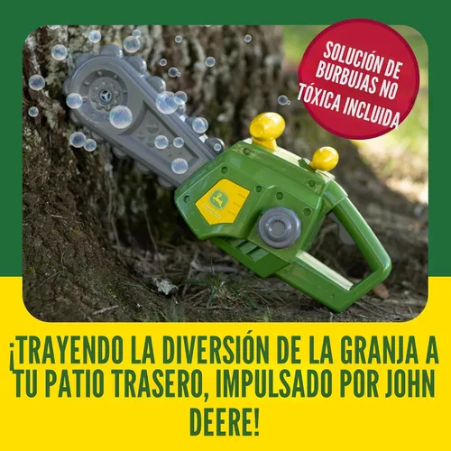Miniatura 3 de John Deere Juguete motorizado de motosierra de burbujas para niños, herramienta de juego de simulación de soplado de burbujas, máquina de burbujas