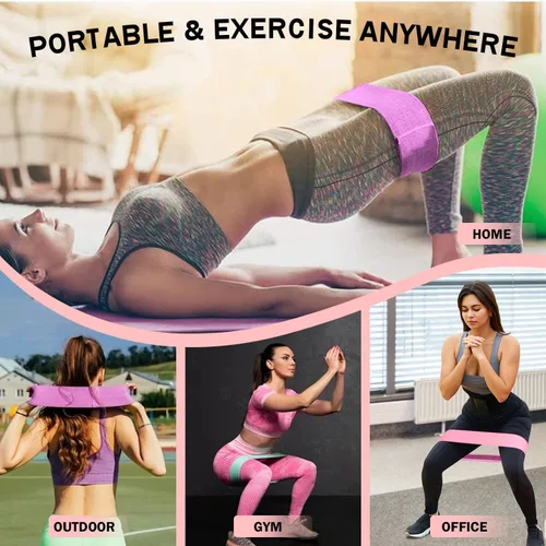 Miniatura 5 de KANGFITER Non-Slip Fabric Resistance Bands for Working Out, Loop Exercise Bands for Booty Leg, Butt, Glute, Stretch Workout Bands for Women & Men