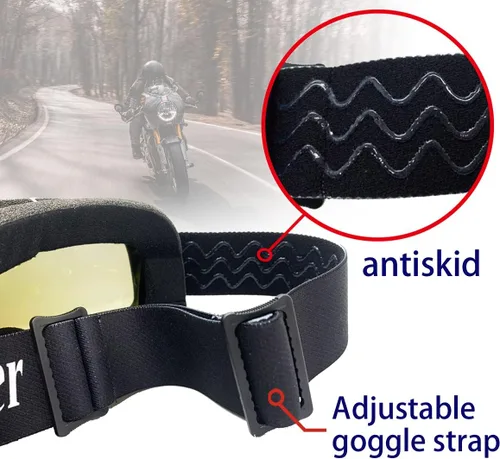 Miniatura 3 de XII WY - Gafas de motocicleta para motocross, antiniebla, a prueba de viento, ATV, a prueba de polvo, resistente a los arañazos, para carreras