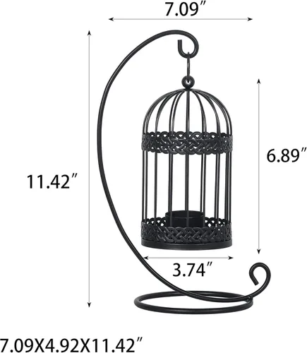 Miniatura 5 de Asense Portavelas de metal, modernos candelabros rústicos de granja, faroles decorativos para interiores y exteriores, mantel de mesa, estilo 1