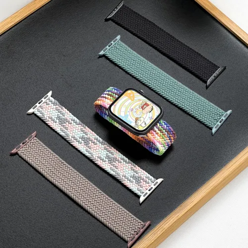 Miniatura 3 de Correa elástica de nylon trenzada Solo Loop, compatible con correas de Apple Watch de 1.496 pulgadas, 1.575 pulgadas, 1.614 pulgadas, 1.654