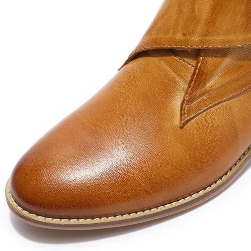 Miniatura 3 de Mona flying Botines de cuero cómodos para mujer, botas cortas de vestir de tacón bajo