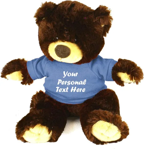 Miniatura 8 de Plushland Oso de peluche Noah de chocolate de 12 pulgadas, regalo personalizado, texto personalizado en la camisa, gran regalo para el día