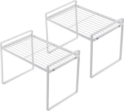 Miniatura 14 de Shantton Paquete de 2 estantes de gabinete de cocina, estante organizador de despensa, baño, dormitorio, oficina, mesa, escritorio, ahorro