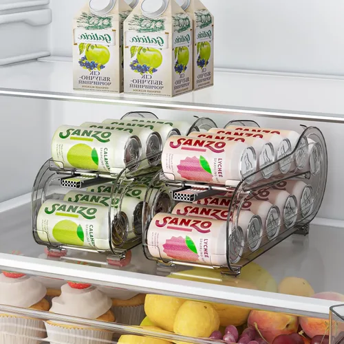 Miniatura 7 de Organizador de bebidas para refrigerador, dispensador organizador de latas de soda para refrigerador con rodado automático, organiza latas