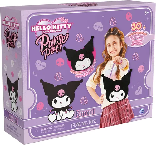 Miniatura 10 de Purse Pets, Sanrio Hello Kitty and Friends, Kuromi - Juguete interactivo para mascotas y bolso cruzado kawaii, más de 30 sonidos y reacciones, Negro