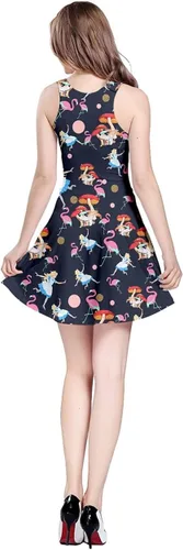 Miniatura 2 de CowCow - Vestido sin mangas para mujer con estampado de unicornios, conejo de Alicia en el país de las maravillas, princesa de Aladín, enanos