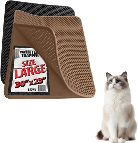 Alfombrilla grande para gatos con exclusiva capa impermeable de orina. Orificios más grandes con opción de almohadilla para cachorros de orina para