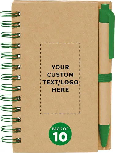 Miniatura 6 de DISCOUNT PROMOS Juego de 1 mini cuadernos en espiral personalizados con bolígrafos de tinta negra, paquete personalizado a granel, perfecto