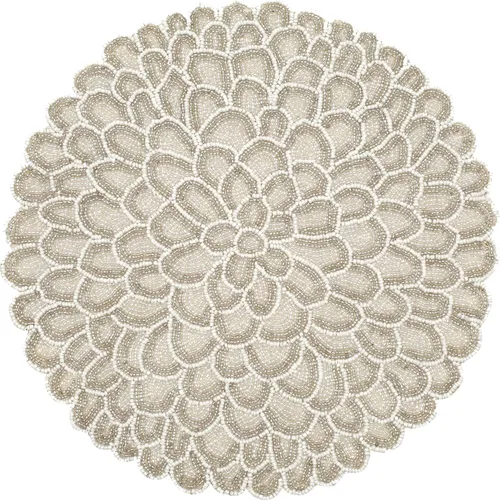 Miniatura 18 de 4 Piezas Manteles Individuales con Cuentas - Manteles de Mesa Redondos de Cuentas de Vidrio de 13 Pulgadas con Respaldo de Algodón - Elegantes