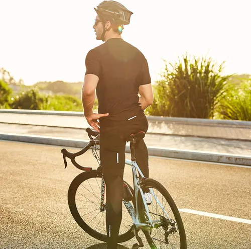 Miniatura 6 de Maillot de ciclismo para hombre, manga corta, cremallera completa, con 3 bolsillos traseros