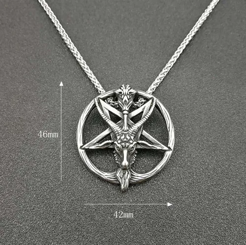 Miniatura 5 de Colgante gótico punk gótico para hombre con símbolo satánico Samael Lilith Baphomet de cabra con símbolo de Lucifer