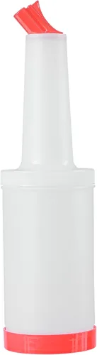 Miniatura 8 de Restaurantware Botella de plástico de almacenamiento de 2 cuartos de galón, con boquilla roja y tapa, botella de almacenamiento de barra, 4 3/4 Rojo