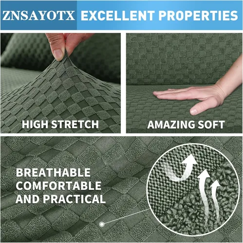 Miniatura 5 de ZNSAYOTX Fundas para sofá modular, fundas elásticas de jacquard con parte inferior elástica para sofá modular en forma de L, 2 protectores de sofá