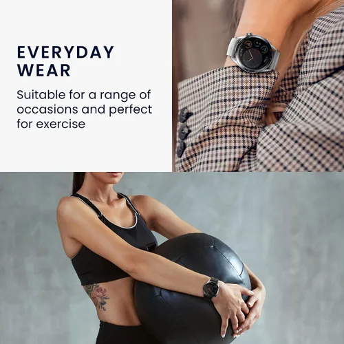 Miniatura 4 de kwmobile Correas compatibles con Willful Fitnesstracker/Smartwatch Straps – 2 correas de silicona de repuesto – Negro/Rosa polvoriento
