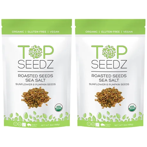 Miniatura 10 de Top Seedz Semillas tostadas con sal marina veganas certificadas sin gluten Paquete de 6 6 onzas Hecho de semillas de girasol y calabaza sin
