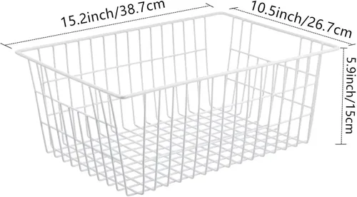 Miniatura 7 de Cestas de alambre de metal de 15.2 pulgadas para organizar el paquete de 6 cubos organizadores de almacenamiento de despensa doméstica con asas