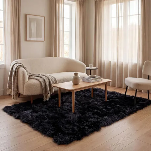 Miniatura 60 de Super Area Rugs - Alfombra de piel de oveja suave y esponjosa Gris oscuro