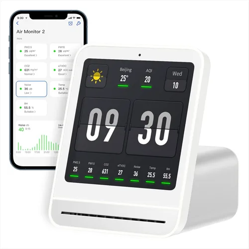 Miniatura 10 de Qingping Monitor de calidad del aire Gen 2, monitor de calidad del aire para interiores detecta PM2.5, CO2, PM10, ruido, temperatura y humedad