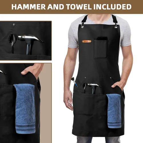 Miniatura 2 de Professional Work Chef Apron for Men Women, Duty Water-Resistant Cotton Canvas, Durable Adjustable, Cooking BBQ