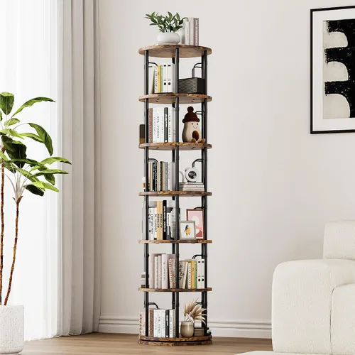 Miniatura 10 de Estantería giratoria de 5 niveles de altura, torre giratoria de 360°, organizador de estante redondo giratorio vertical para espacios pequeños, Negro