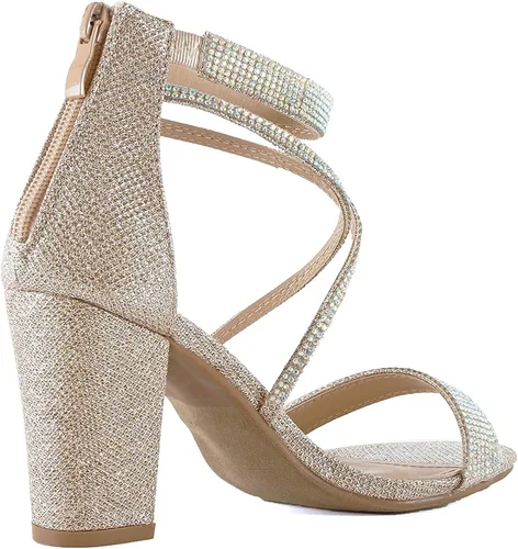 Miniatura 6 de TOP Moda - Sandalias de tacón alto con correa de tobillo y puntera abierta