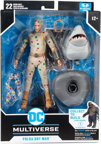 Miniatura 8 de McFarlane Toys DC Multiverse Polka Dot Man (The Suicide Squad) Figura de acción de 7 pulgadas con pieza de tiburón rey Build-A y accesorios