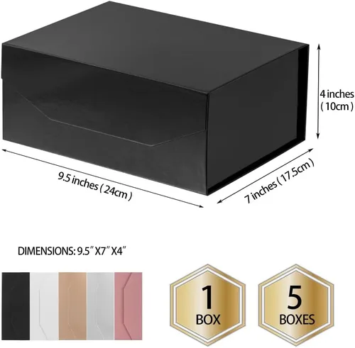 Miniatura 3 de 1 caja de regalo negra de 9.5 x 7 x 4 pulgadas, pequeña caja magnética con tapa, cajas de regalo pequeñas negras para propuesta de padrino, cajas