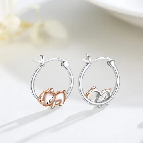 Miniatura 5 de Pendientes de cerdo de plata de ley 925 con diseño de animales, hipoalergénicos, regalos de joyería de cerdo para mujeres y niñas amantes