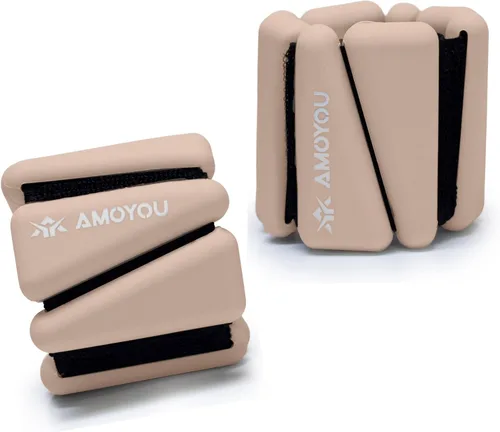 Miniatura 7 de AMOYOU Pesas de muñeca y tobillo para mujer, pesas de tobillo de 2 libras (juego de 2, 1 libra cada una), pesas de brazo para mujer, pesas de Beige