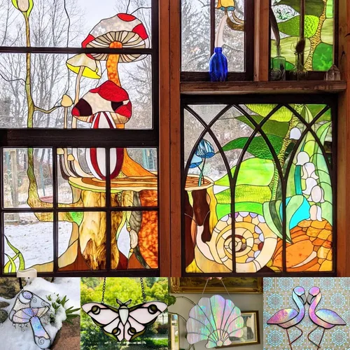 Miniatura 6 de ILLUCKAI 12 hojas de vidrio emplomado mixto ámbar, suministros de vidrio emplomado de 4 x 6 pulgadas, azulejos de vidrio de mosaico