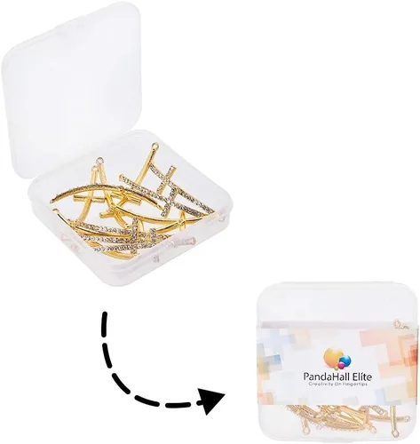 Miniatura 8 de PH PandaHall 12 dijes de metal dorado con diamantes de imitación de metal dorado curvados para pascua, Eid, Mubarak, Ramadán, decoración, collar