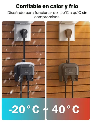 Miniatura 5 de EIGHTREE Enchufe inteligente para exteriores impermeable IP44, enchufe de salida inteligente con 2 salidas controladas independientemente