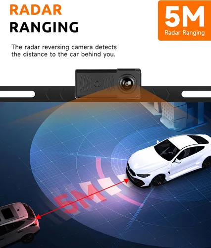 Miniatura 3 de Sistema de cámara de respaldo con cable de 7 pulgadas con rango de radar, visión nocturna IR de 1080P, impermeable IP68, súper gran angular, líneas
