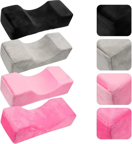 Miniatura 5 de Almohada de extensión de pestañas de terciopelo, almohada de cuello de espuma viscoelástica para salón de belleza para injerto de pestañas, Negro
