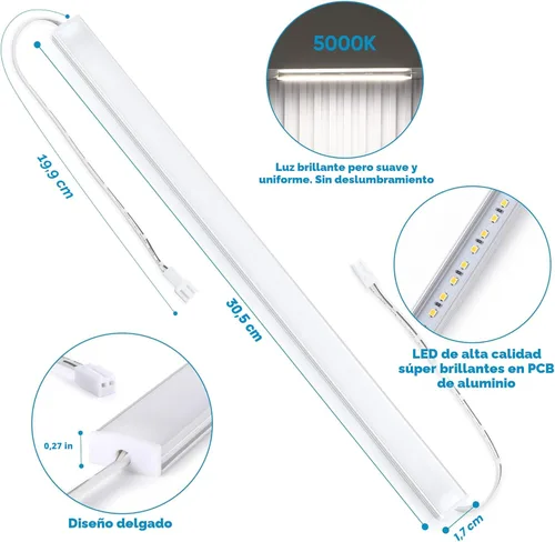 Miniatura 7 de Litever Luces para debajo del gabinete enchufables, 6 piezas de barras de tira de luz LED de 12 pulgadas. Super brillantes, regulables, enlazables