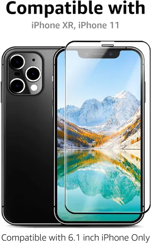 Miniatura 2 de Amazon Basics Protector de pantalla de vidrio templado de cobertura completa para iPhone XR/11-6.1 pulgadas, (5.63 x 2.68 pulgadas), paquete de 2