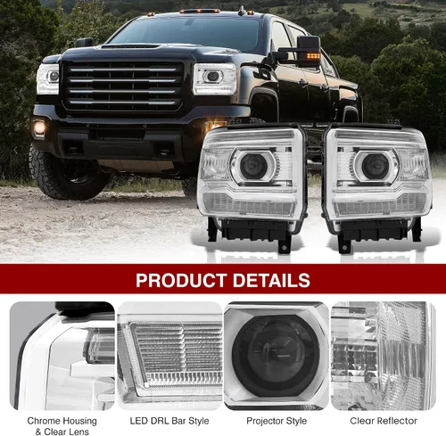 Miniatura 3 de AJP Distributors Par de faros delanteros LED DRL estilo OE con proyectores halógenos, lámparas de señal, carcasa de montaje de luces