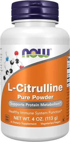NOW Suplementos, L-citrulina en polvo puro, apoya el metabolismo de proteínas*, 4 onzas