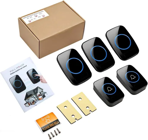 Miniatura 7 de FullHouse - Kit de timbre inalámbrico e impermeable para puerta, distingue las puertas delanteras y traseras, alcance de más de 1000 pies y 60