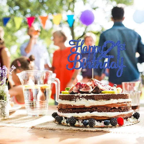 Miniatura 5 de Gyufise 1 decoración para pastel de cumpleaños número 10 con purpurina azul para tarta de 10 años de edad, decoraciones fabulosas para tartas