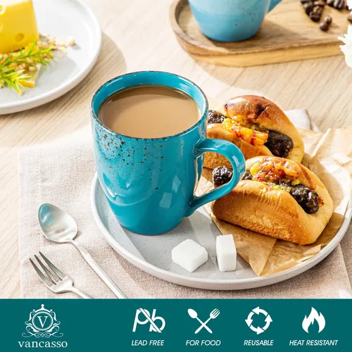 Miniatura 3 de vancasso Navia - Juego de 4 tazas de café de cerámica de 12 onzas para capuchino, café con leche, té, multicolor