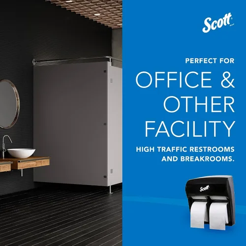 Miniatura 9 de Scott Professional Dispensador de papel higiénico estándar sin núcleo de alta capacidad (44518), negro, capacidad para 4 rollos, montado