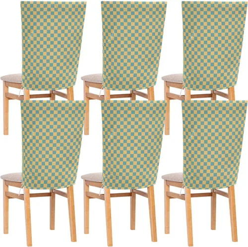 Juego de 6 fundas decorativas para sillas de comedor, color azul y amarillo