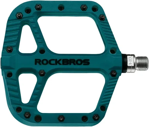 Miniatura 2 de ROCKBROS Pedales de bicicleta de montaña Rodamiento compuesto de nylon 9/16 "MTB Pedales de bicicleta con plataforma plana ancha azul