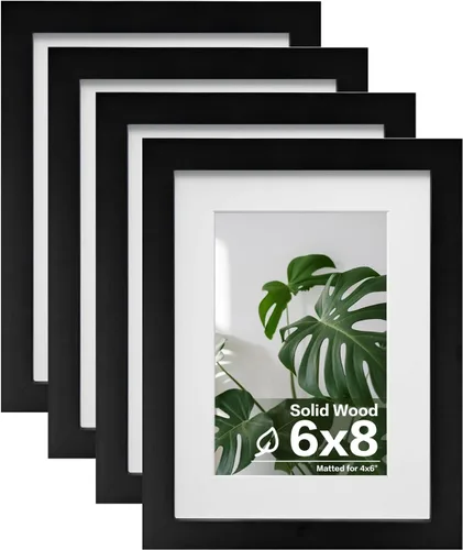 Miniatura 87 de Egofine - Juego de 4 portarretratos 8 x 10 pulgadas de madera maciza y cubierta de plexiglás de 4 x 6/5 x 7 pulgadas con paspartú u 8 x 10 pulgadas